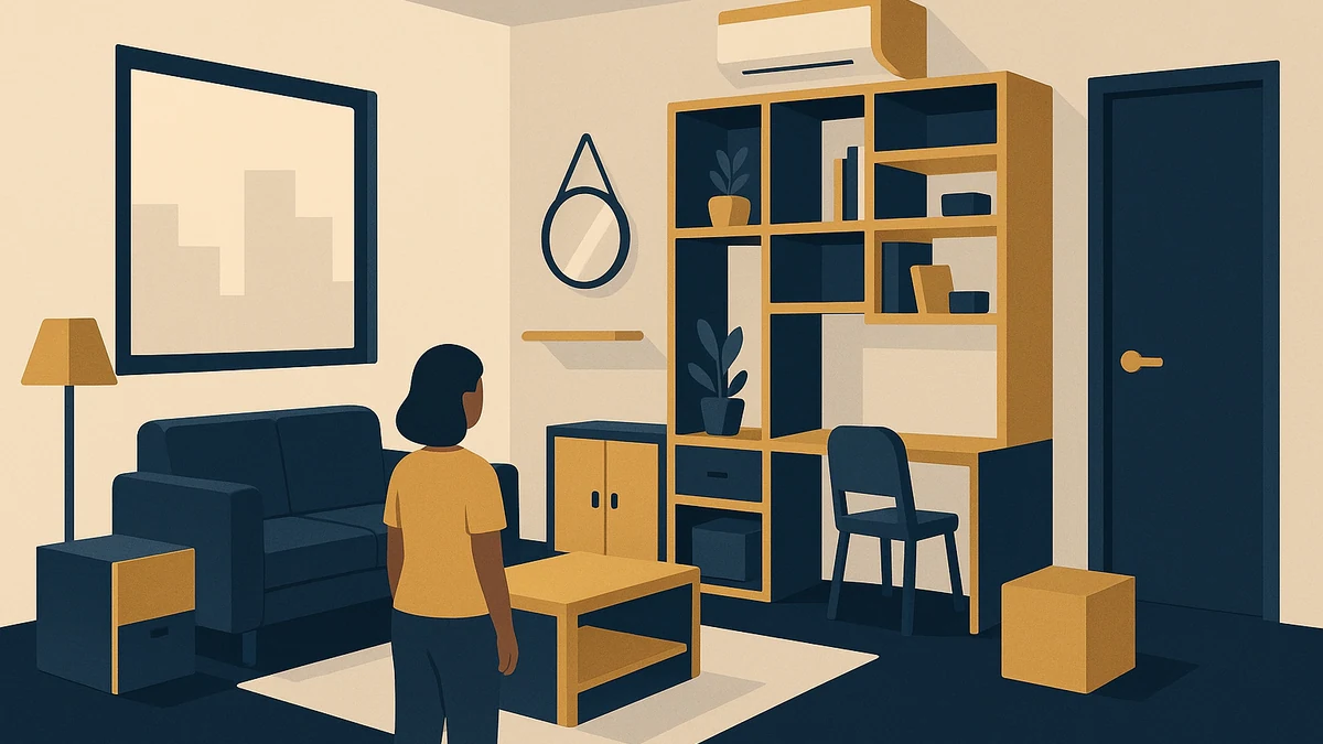 Illustration for the article "Optimize Storage Space in Small Indian Apartments Effectively"