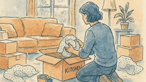 Illustration for the article "Choosing the Best Packing Materials for Your Move"