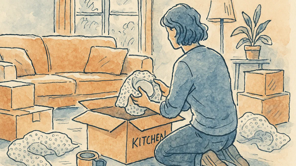 Illustration for the article "Choosing the Best Packing Materials for Your Move"