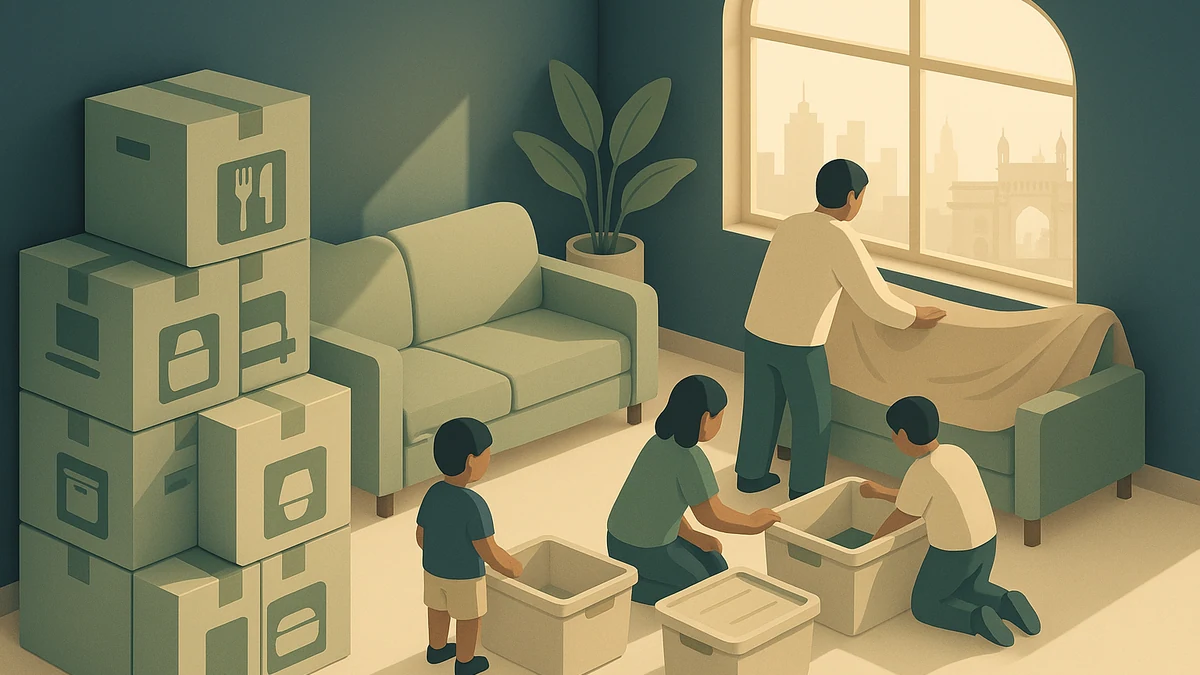 Illustration for the article "Effective Household Storage in Mumbai During Relocation"