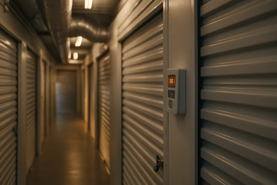 Climate-controlled storage units in Mumbai with temperature panels.
