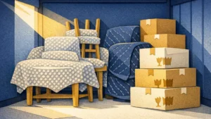Illustration for the article "How to Safely Pack and Store Furniture for Long-Term Storage"