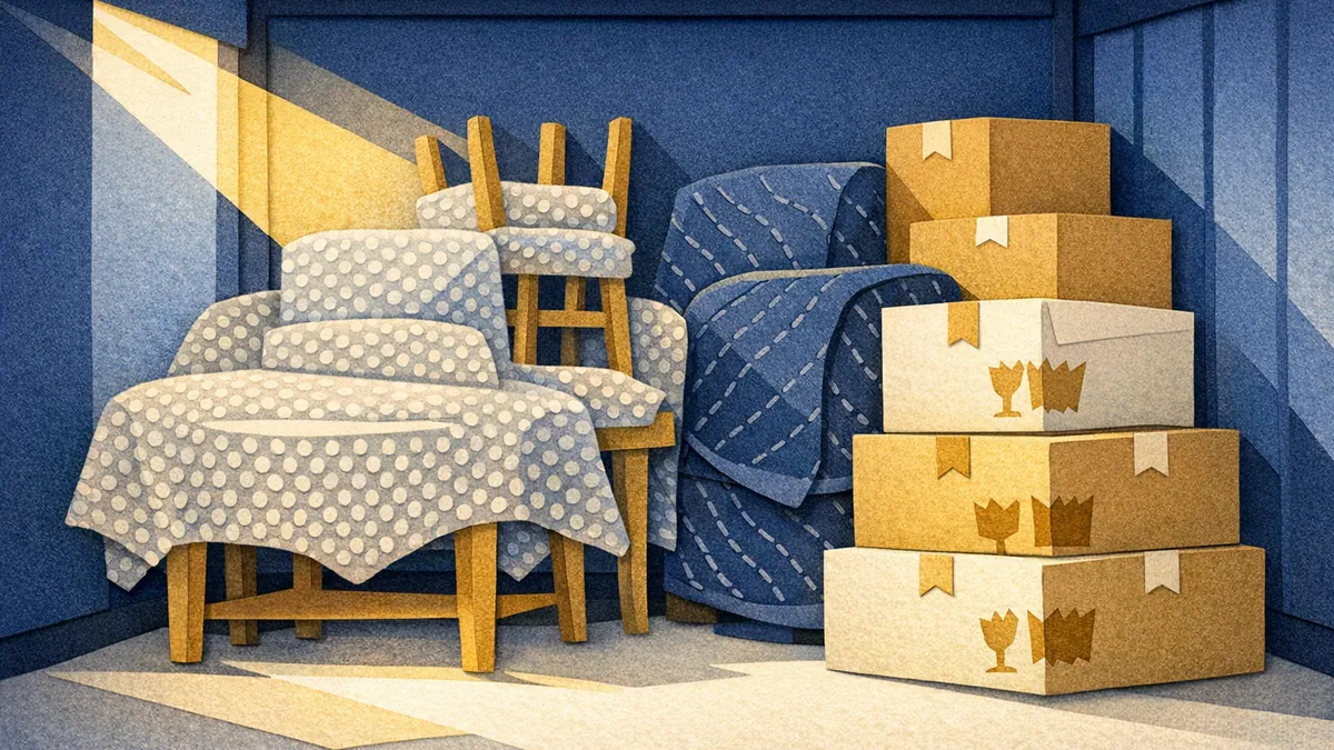 Illustration for the article "How to Safely Pack and Store Furniture for Long-Term Storage"